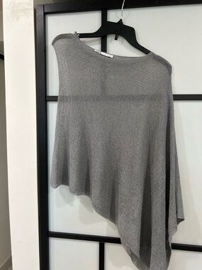 Zara Gray Asymmetric Knit Poncho